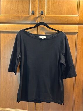 Jones New York Black Boatneck Elbow-Sleeve Top